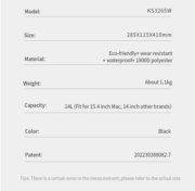 Kingsons waterproof minimalist business backpack - Image 8