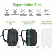 Kingsons 45L Large Capacity Travel Backpack Expand Size - Image 4